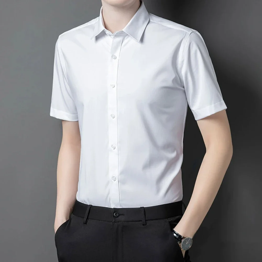 

Модная деловая рубашка, мужская рубашка с коротким рукавом, однотонный дизайн, новый сорт, повседневное использование для повседневного отдыха