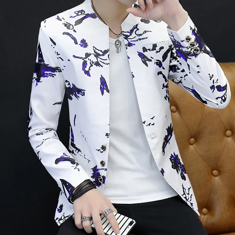 

Slim Fit Men's Stand Collar Jaet Trendy Spring Autumn Lightweight Korean Sle Casual Long Sve Polyester Fiber Coat