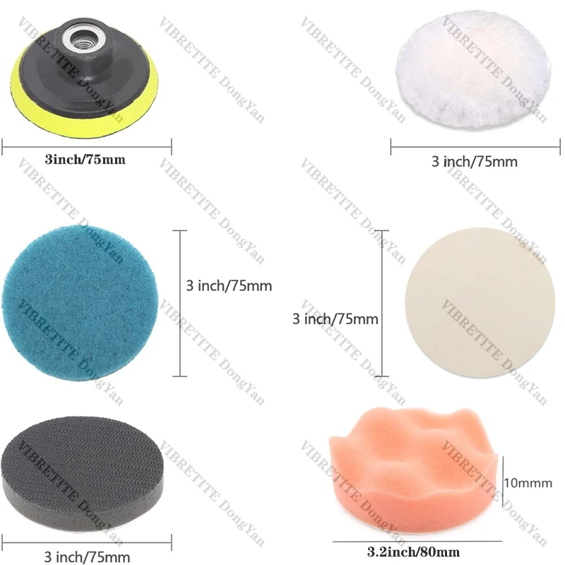 3inch 75MM Wet and Dry Sandpaper Kit 50Pcs with Polishing Pad Auto Waxing Sponge Sanding Pad With Sandpaper For Car Detailing