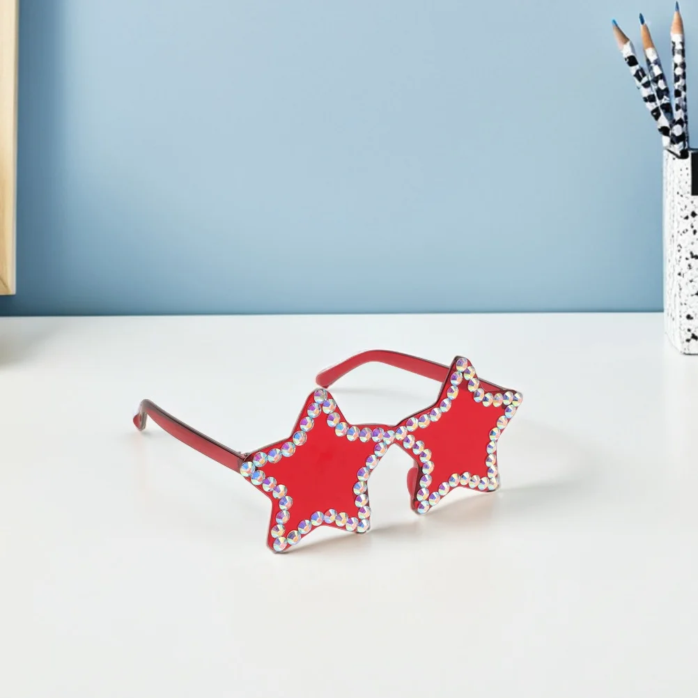 

2Pcs Rhinestone Sunglasses Lightweight Frameless Star Shape Uv Protection for Women Fashion Beach Party Bling Glasses