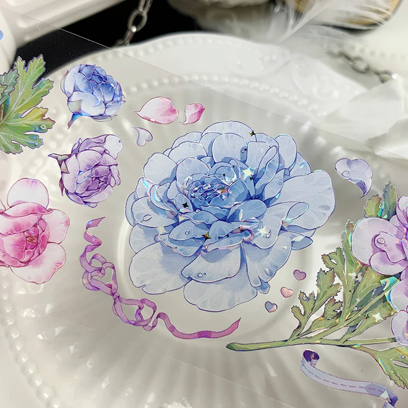 5Meter Rol Lichtroze Roze Roos Bloem Schelp Glanzend Huisdier Tape