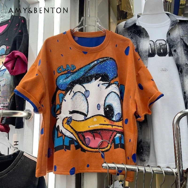 

2026 Spring Summer New Tees Fashion Popular Short-sleeved T-shirt Women's 2026 New High-end Beautiful Wear Top Tshirt Pullover