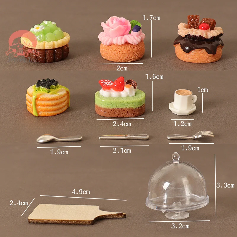 7 pz/set simulazione torta al caffè Set da Dessert Mini vassoio da cucina stoviglie 1/12 accessori per casa delle bambole decorazione della casa delle bambole