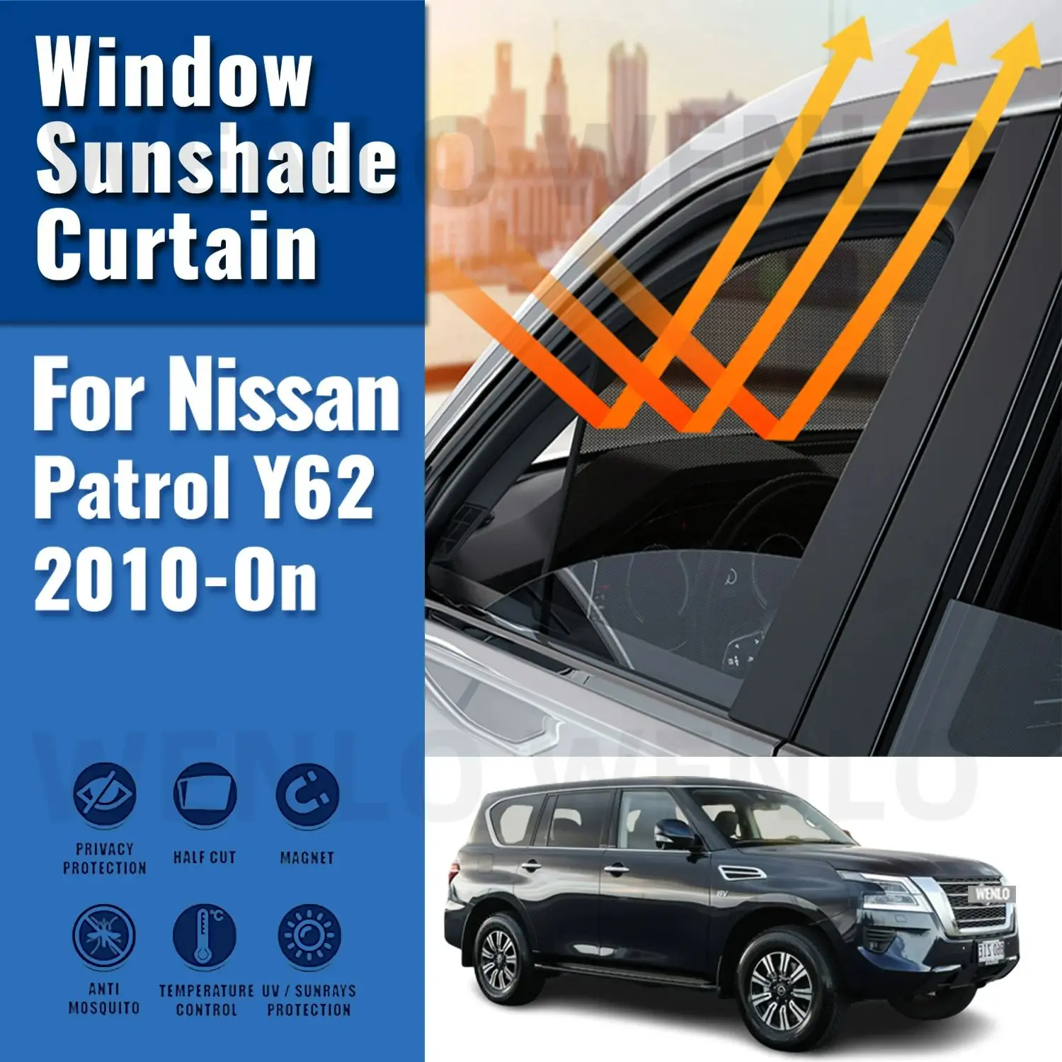 

For Nissan PATROL Y62 Nismo 2015-2022 Magnetic Car Sunshade Visor Front Rear Windshield Curtain Side Window Sun Shade