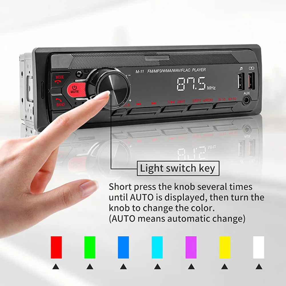

FM-радио с цветной подсветкой, автомобильный MP3-плеер из ABS-пластика, универсальное исполнение, поддержка TF-карт