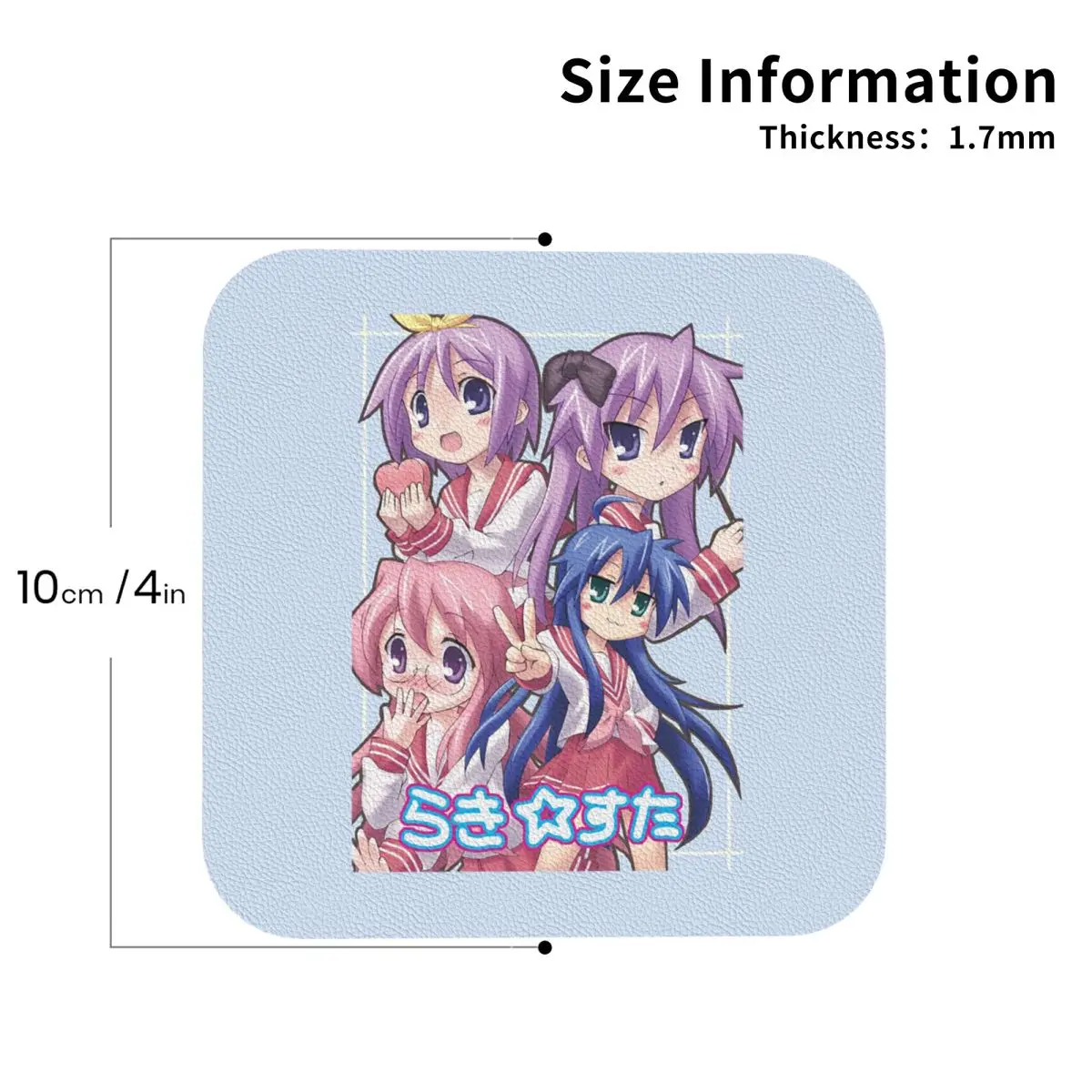 Lucky Star Campus Anime Cartoon Coasters PVC Leather Placemats Non-slip Coffee Mats for Decor Home Dining Pads Set of 6