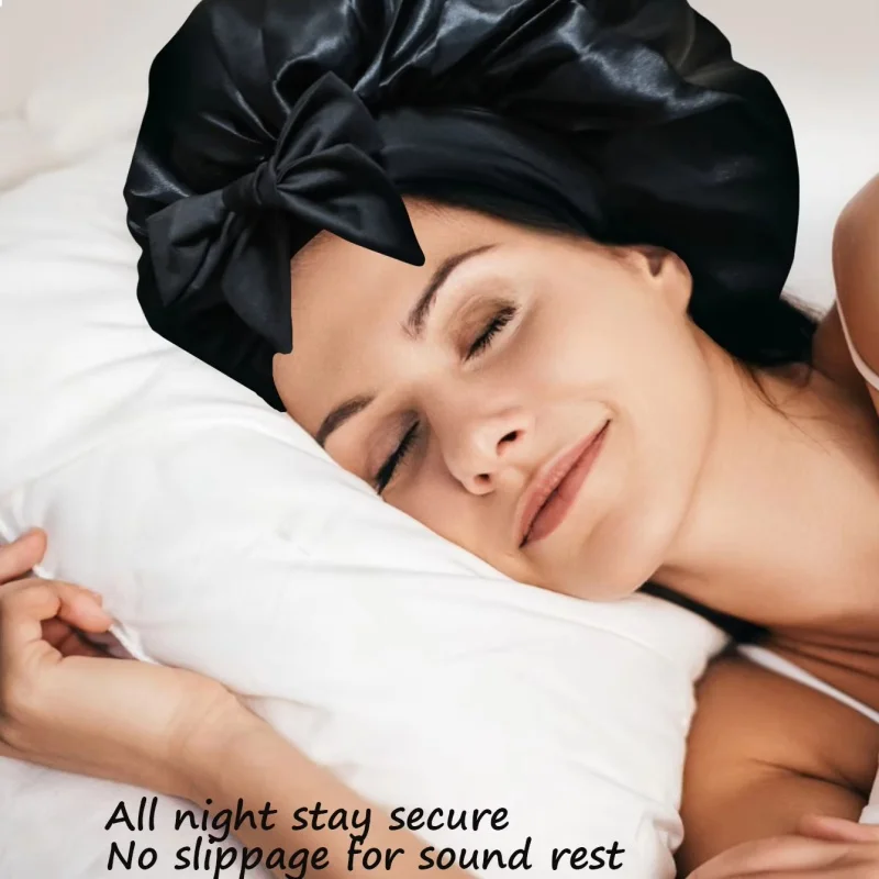 

Shower cap Ribbon Bowknot Adjustable Sleep cap Silk Wide-brimmed Beauty Scarf hat Bonnet Night Sleep Cap new 2026 produtos