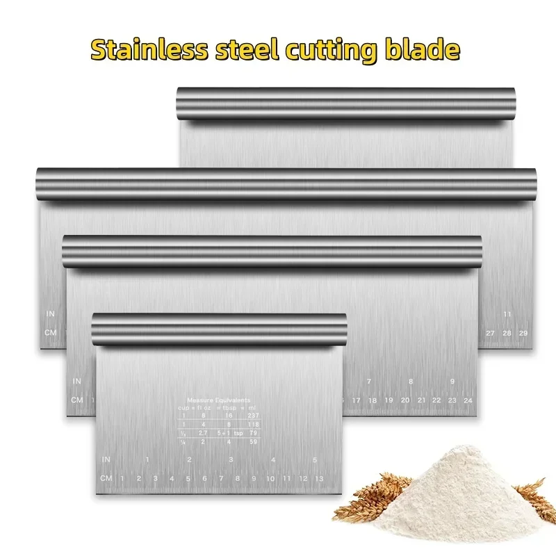 Stainless Steel Cake Scraper Tool with Scale-Pastry Dough Spatula, Buttercream Edge Smoother for Baking&Cake Decorating DIY Kit