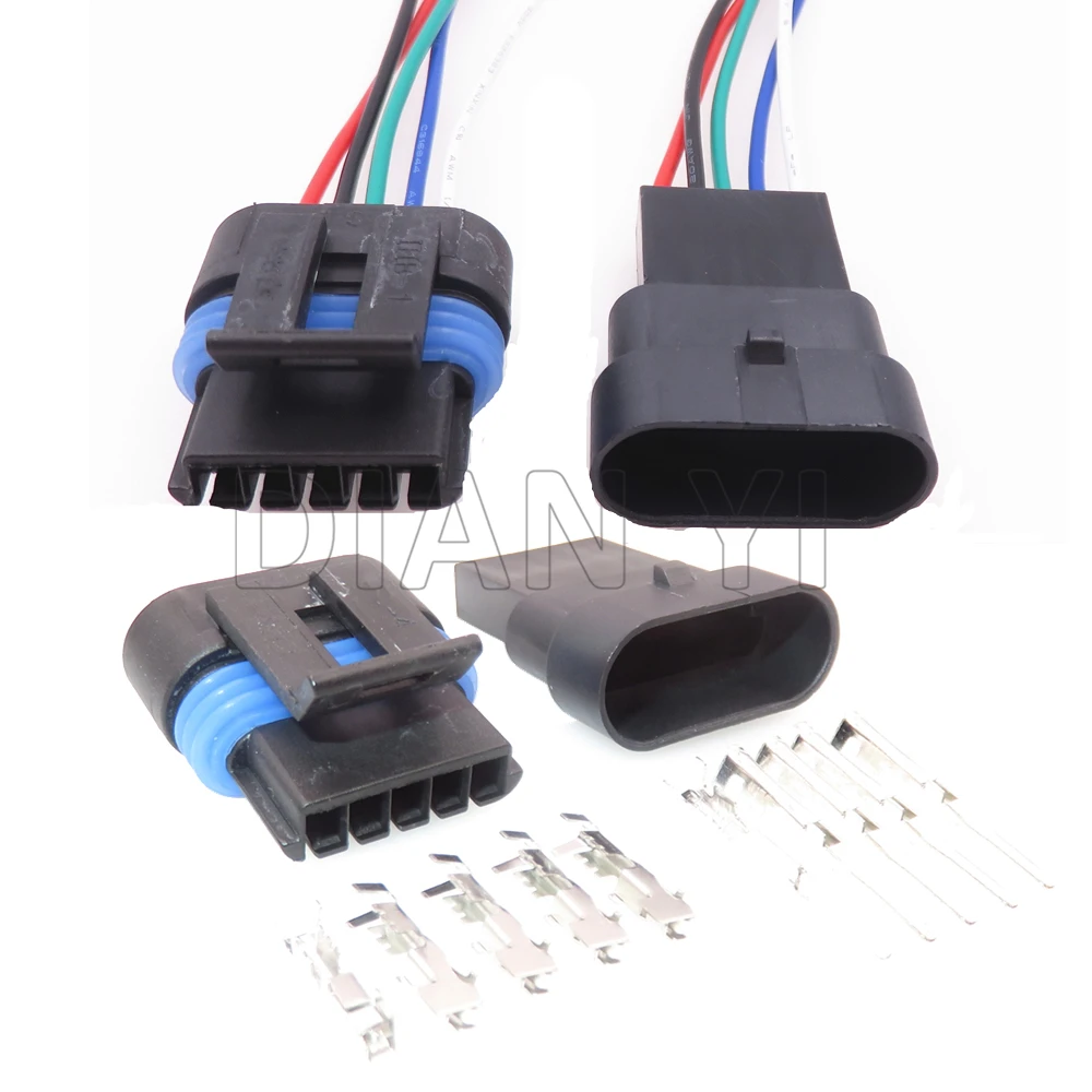 

1 Set 5 Way Starter Car Male Female Docking Connectors Auto Wiring Terminal Socket With Cables 12162825