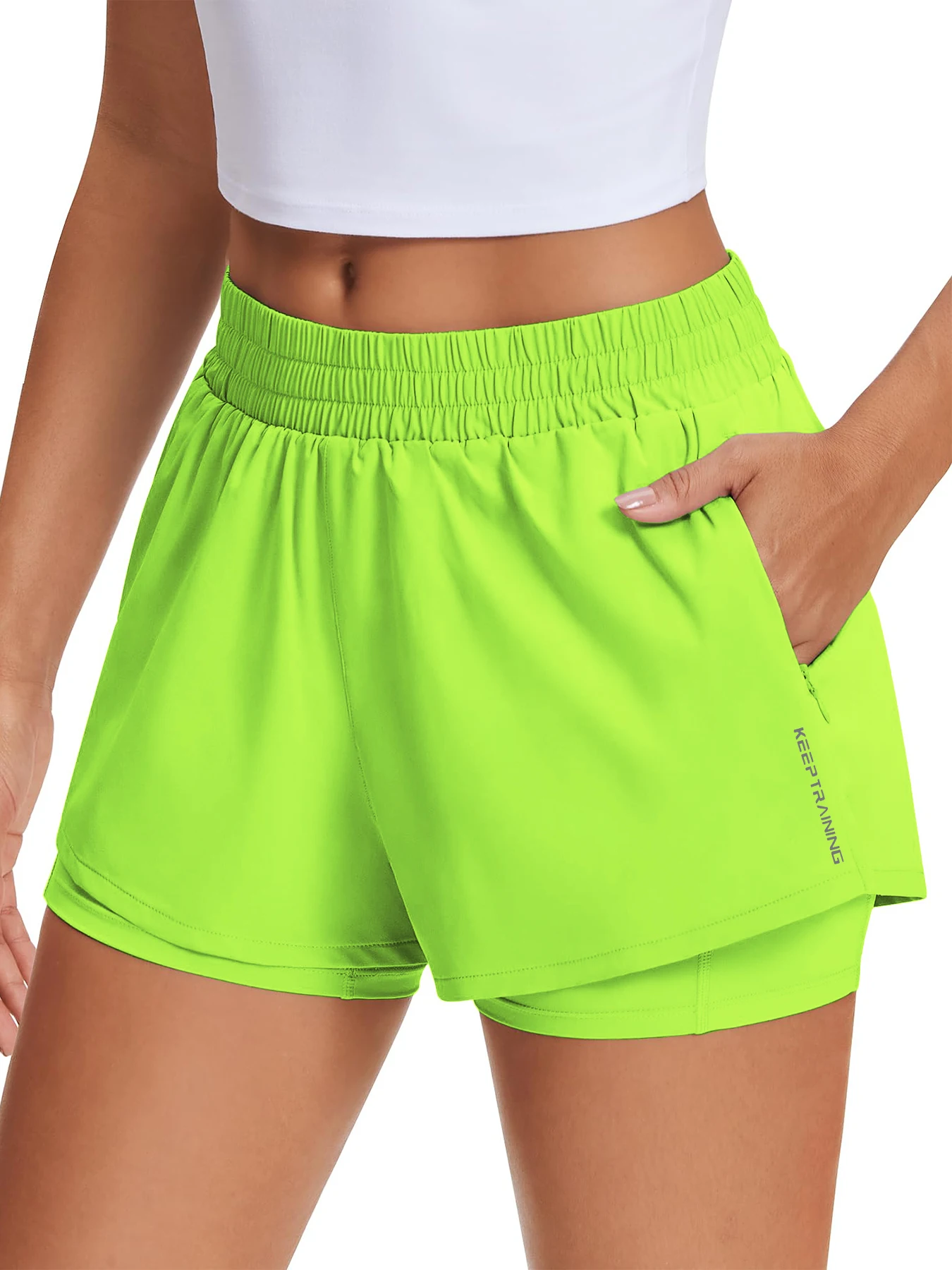 Damen-Freizeit-Sportshorts für Frühling und Sommer, Anti-Exposition Yoga-Shorts, atmungsaktiv, locker geschnitten, für Outdoor-Läufe, Damen-Fitnesshosen – Detail 7
