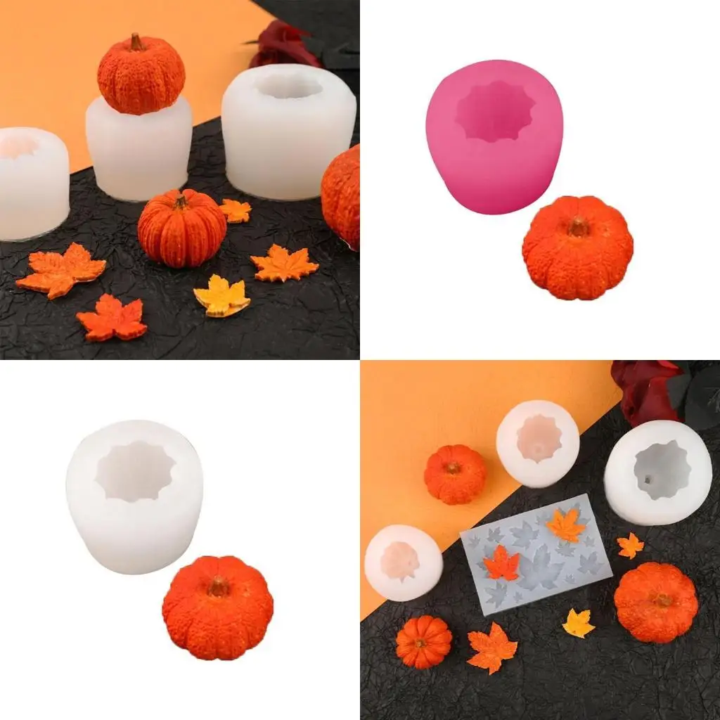 F19B Fall Thanksgiving Theme Silicone Mold Scented Mold Pumpkin Maple-Leaf Fondant Mold Fondant Cake Decoration Molds