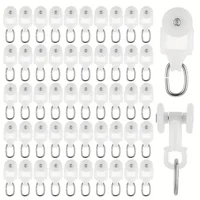 50Pcs Plastic Curtain Track Glider Sliding Curtain Track Hooks Drapery Rail Roller Windows Ceiling Shower Curtain Pulley
