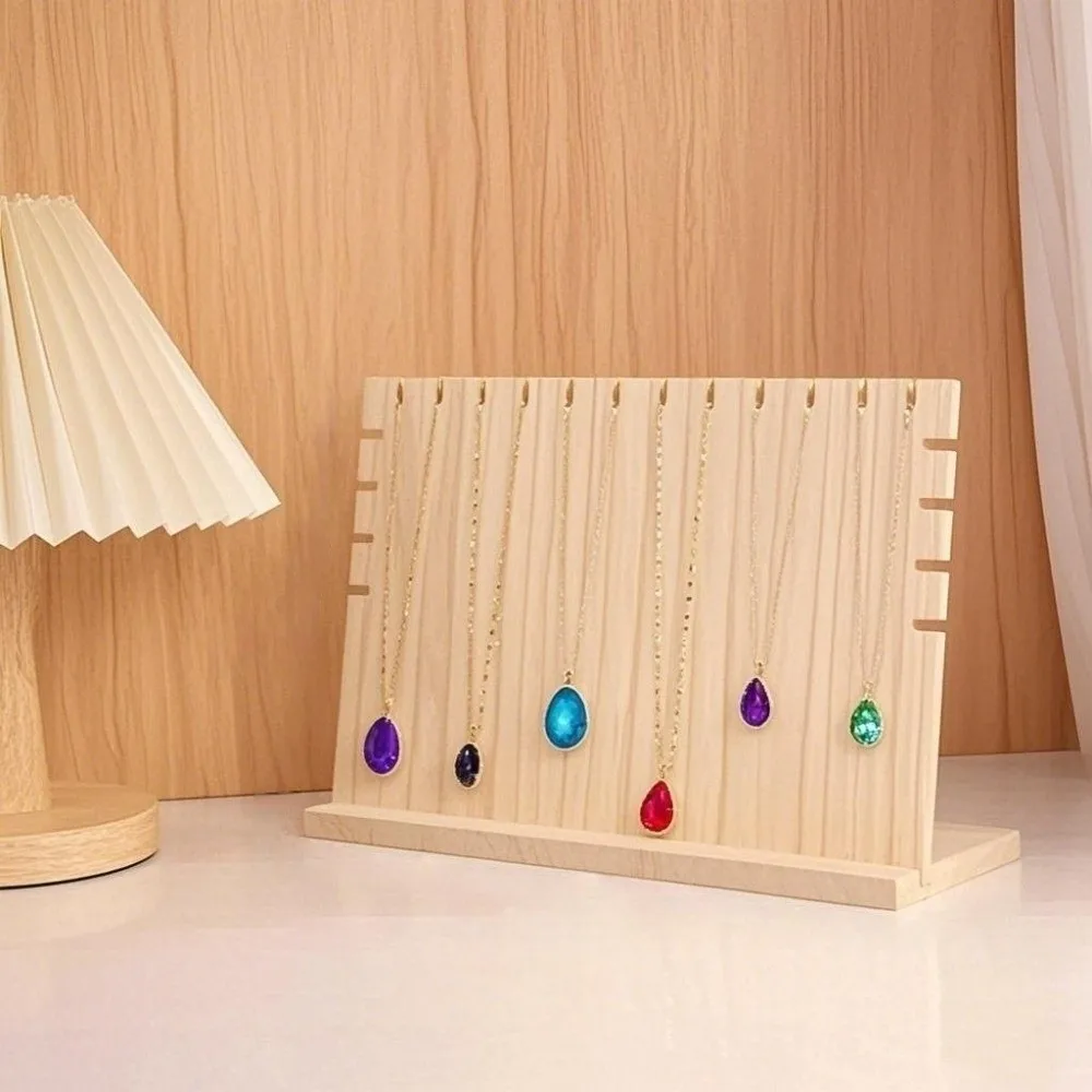 

Wood Jewelry Necklace Display Stand Long Hand Bangle Bracelet Wooden Necklace Display Rack Hanging Necklace Storage