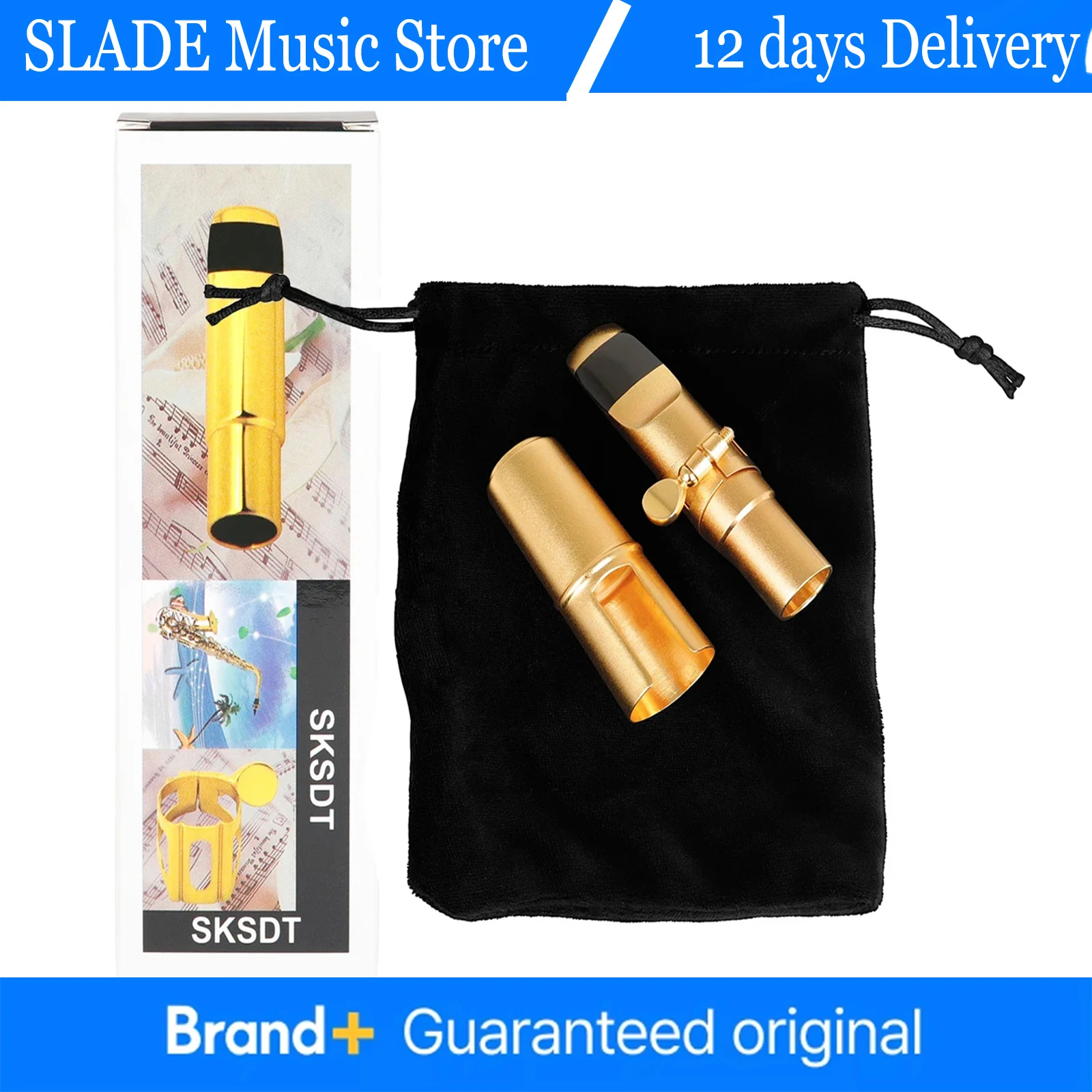 

7C размер аксессуары для альт-саксофона матовый золотой металлический мундштук шляпа зажим сумка для хранения аксессуары для деревянных духовых инструментов