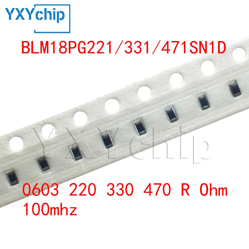 100pcs 0603 220 330 470 R Ohm 100mhz High Current Smd High Frequency Ferrite Bead Blm18pg221/331/471sn1d New Original