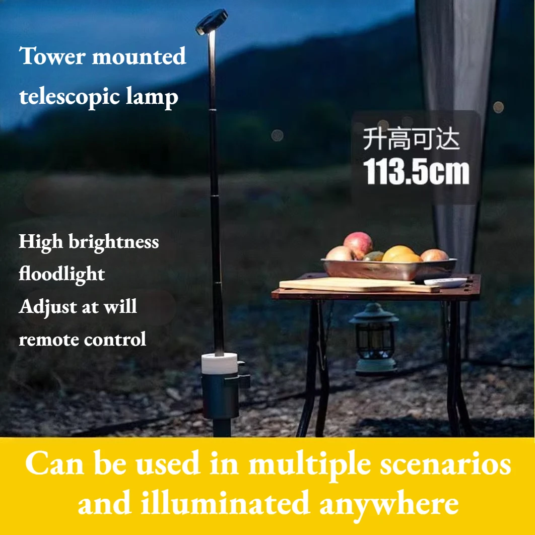 Outdoor Multi Function Telescopic LED Light Remote Control Phone Emergency Charge Tent Power Outage Lamp