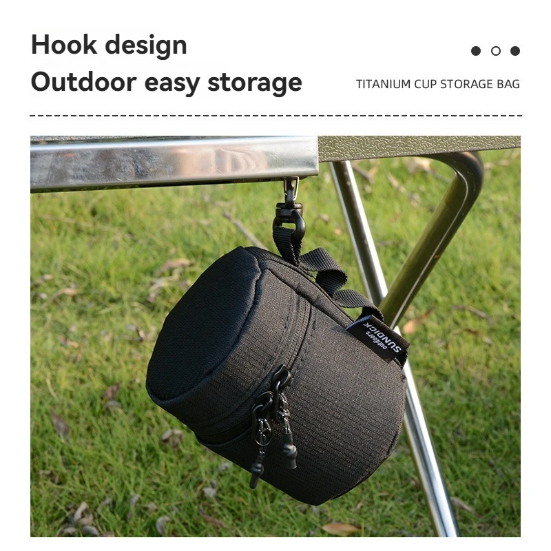 SUNDICK في الهواء الطلق كأس التيتانيوم حقيبة التخزين اسطوانة الغاز حقيبة التخزين البيرة كوب زجاجي صندوق تخزين كأس كم