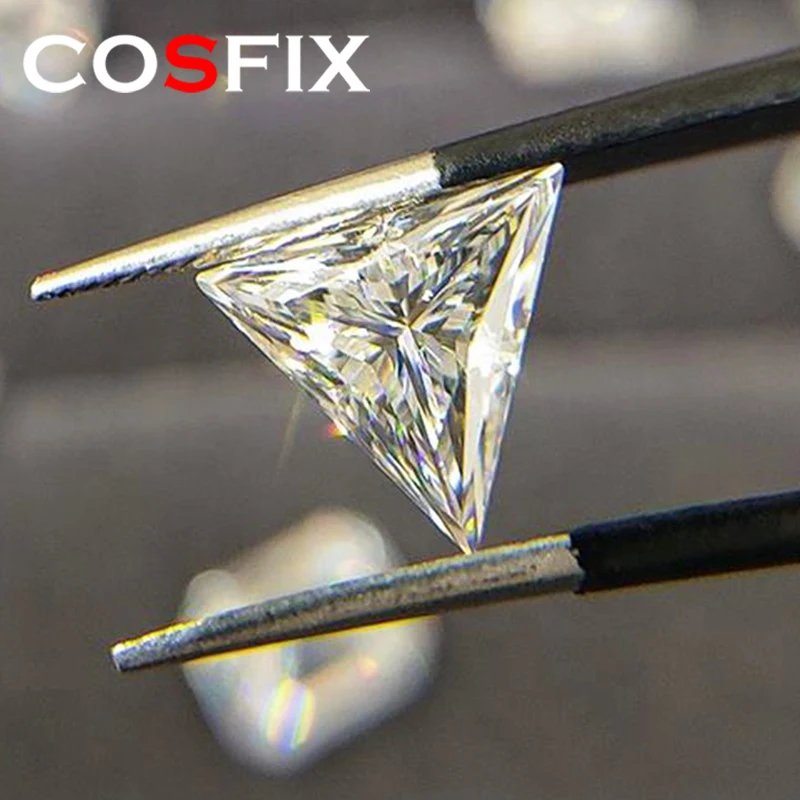 COSFIX 3-14mm Rare Triangle Cut Moissanite Loose Stones Real D Color Fat Triangle Trillion Shape Certified Moissanite Diamonds