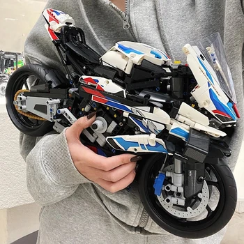 기술 초고속 M 1000RR 오토바이 MOC 빌딩 블록, 오토바이 모델 차량 벽돌 장난감, 크리스마스 생일 선물, 1920 개