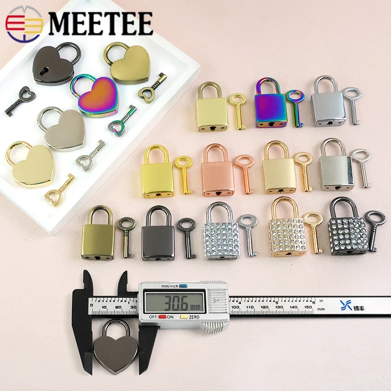 1-3Sets Meetee Handbag Metal Lock Buckle with Key Wallet Closure Clasps Clutch Bags Heart Shaped Padlocks Hardware Accessories view 4