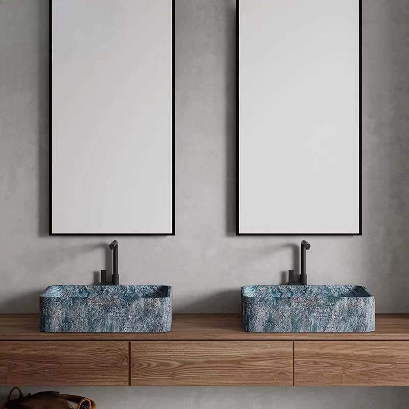 

Минималистичная роскошная каменная раковина-колонна от пола до потолка для отелей и гостевых домов, дизайнерская креативная квадратная раковина