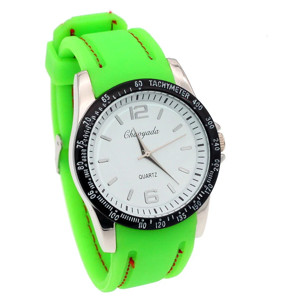 남녀공용 실리콘 스트랩 시계, 캔디 젤리 밴드 컬러, 스포츠 쿼츠 손목시계, C3, 신상 패션