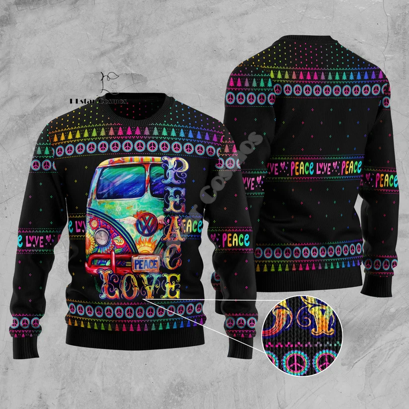 Boże Narodzenie Święty Mikołaj Kreskówka Anime Graffiti Retro Zimowy Brzydki Sweter 3DPrint Harajuku Pullover Casual Funny Długi Rękaw X1