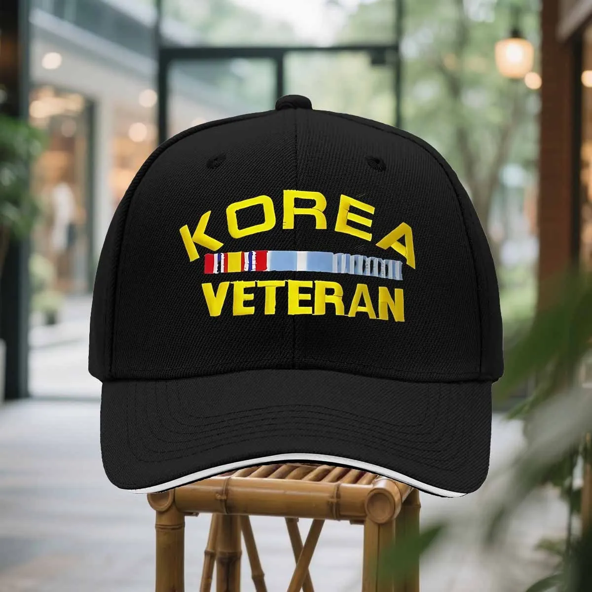 VTG WWII Korea Veteran USA Military Snapback Hat Navy Blue Patch Outdoors Hat