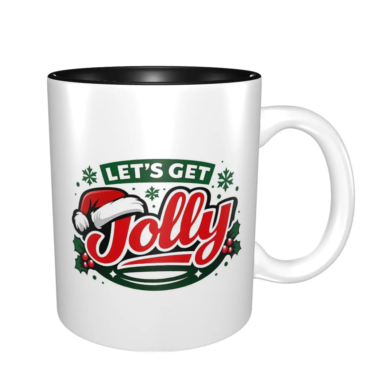 Let's Get Jolly Funny Christmas Mug Funny Ceramic Coffee Cups Tea Mugs Milk Cup Drinkware Gifts for Friends