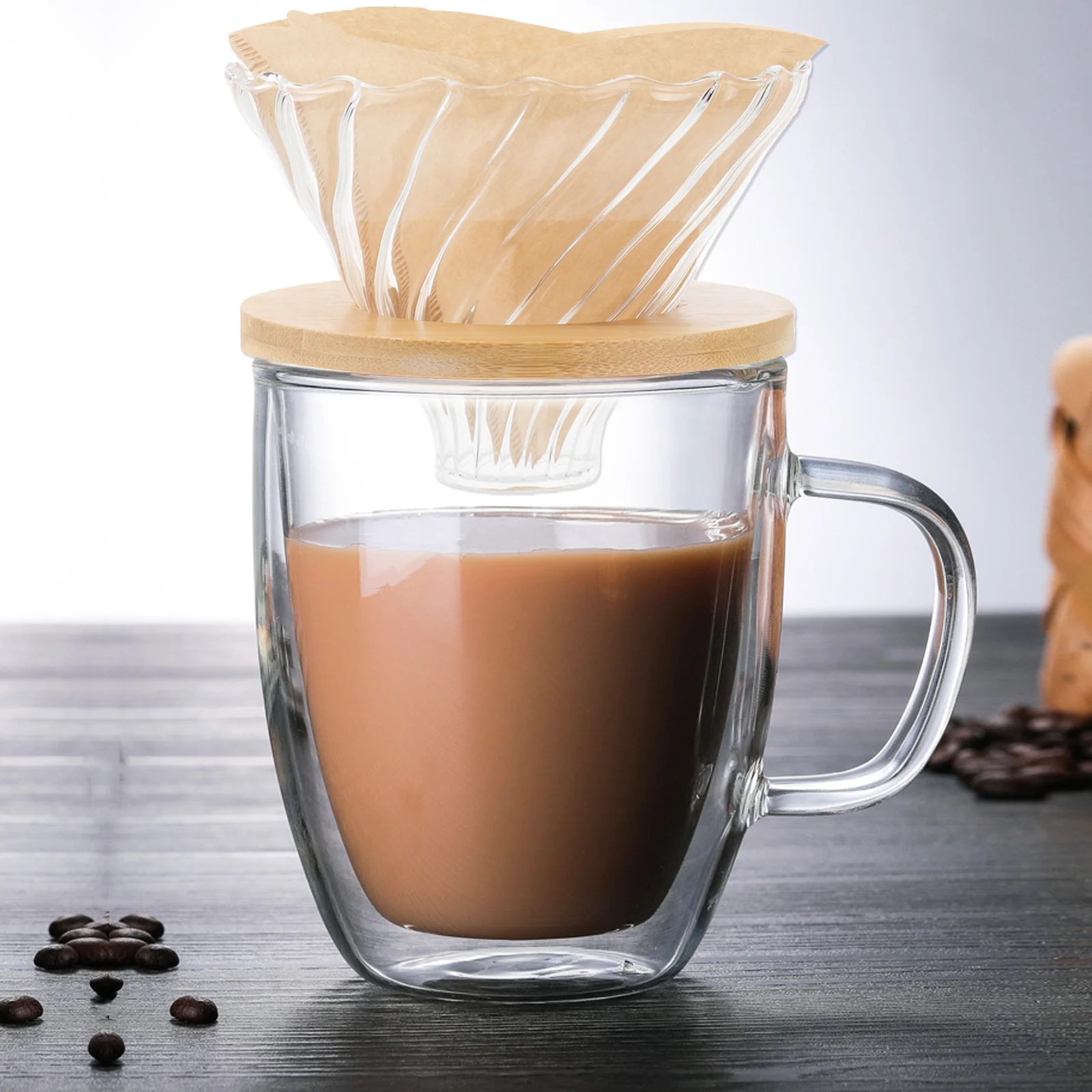 

1Set Handheld Coffee Dripper Premium Glass Filter Durable Practical for Home Office Cafe Manual Reusable Coffee Funnel Cup