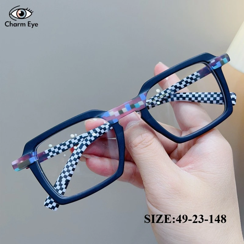 

Retro Matte Color Blocked Square Eyeglass Frame High-quality Classic New Men and Women Myopia Anti Blue Light Acetate Glasses