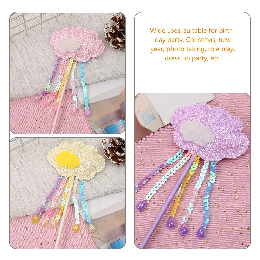 

3Pcs Cloud Fairy Wand Kids Friendly Party Decoration Christmas New Years Dress Up Props New Years Decor Birthday Party Supplies