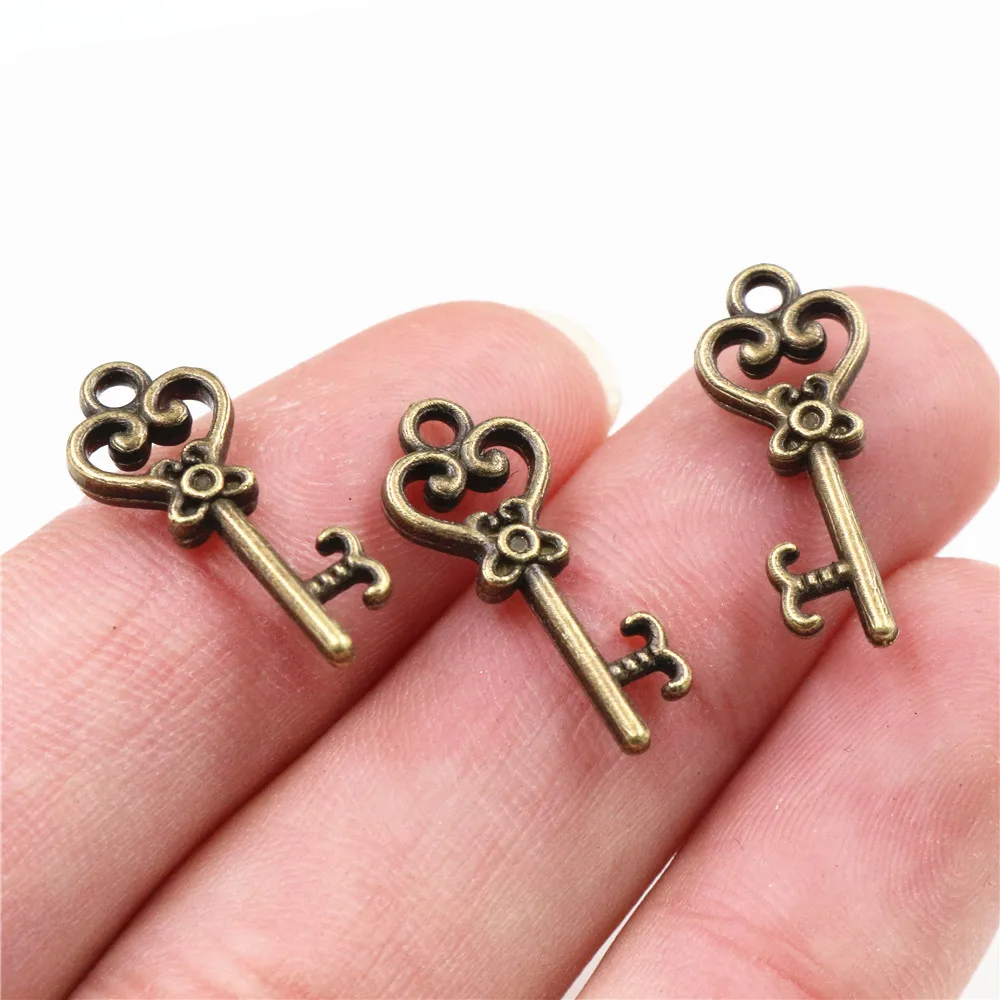 15 ciondoli chiave scheletrata vintage 21x9mm Ciondolo antico realizzato adatto