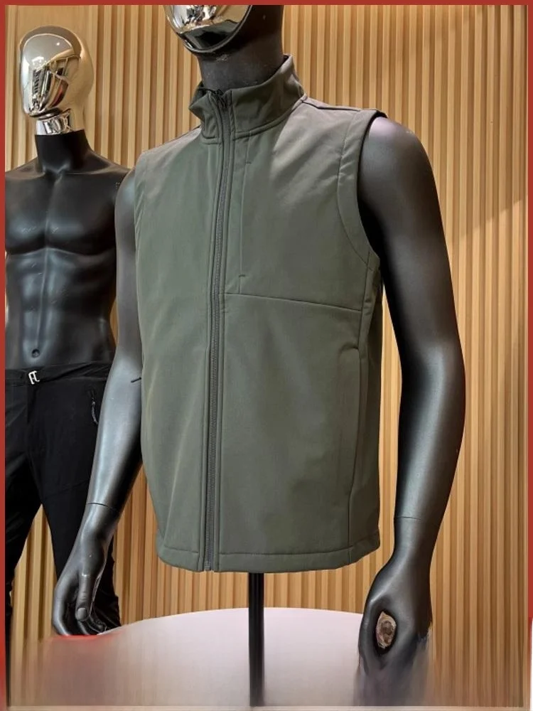 

Уличный дышащий водонепроницаемый мужской жилет с воротником-стойкой на подкладке, осень-зима, универсальный деловой повседневный жилет на молнии с подставкой