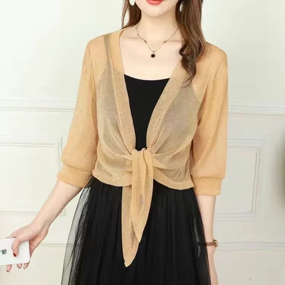 Summer Sexy Thin Shawl Sunscreen Cardigan Ladies Short Jacket ling Dress Thin Short Coat Short Type Sunscreen Jacket Cardigan