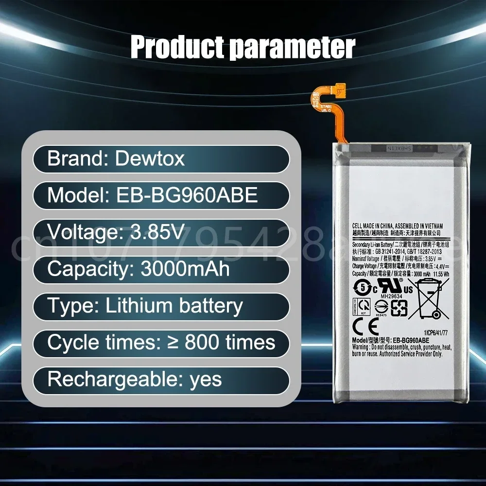 EB-BG960ABE Samsung Original Replacement Phone Battery for Galaxy S9 G9600 SM-G960F SM-G960 G960F G960 Phone Battery 3000mAh