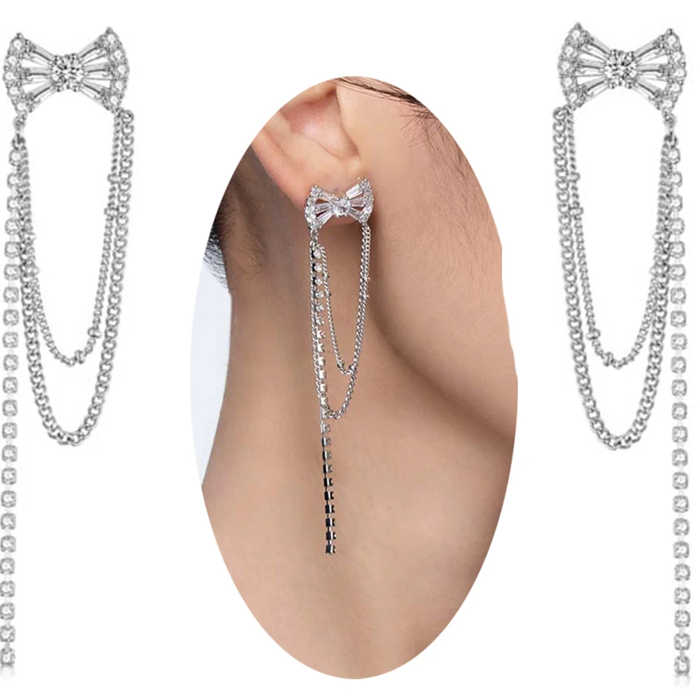

Long Fashion Zircon Tassel Earrings 925 Silver Pin Platinum Plated For Women Girls 2024 Hot Sell Accessories