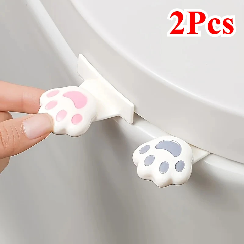 2Pcs/set Cat Paw Style Toilet Seat Lifter Handles - Hygienic Hands-Free Bathroom Toilet Seat Loop and Cover Lifters