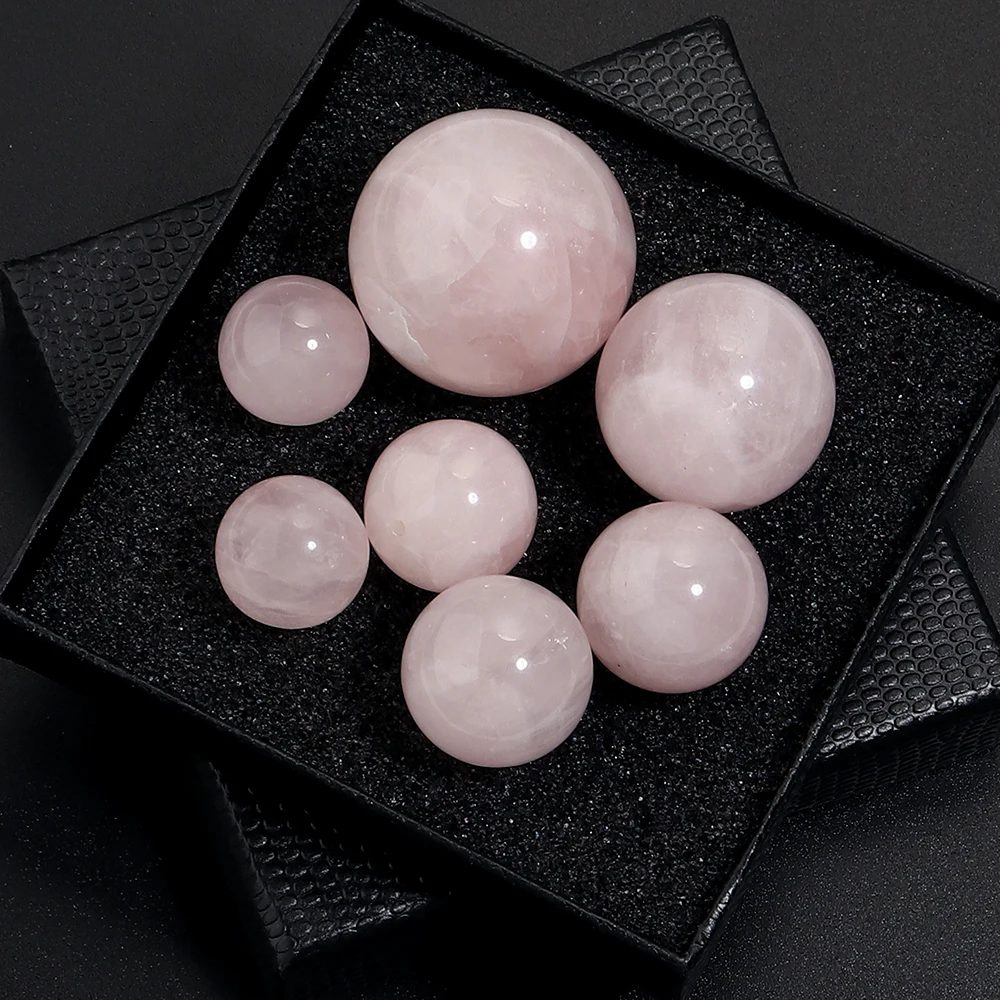 16-30mm Natural Stone Round Ball Healing Crystal Rose Quartz Sphere Energy Mineral Specimen Gems Meditation Gift Home Decoration