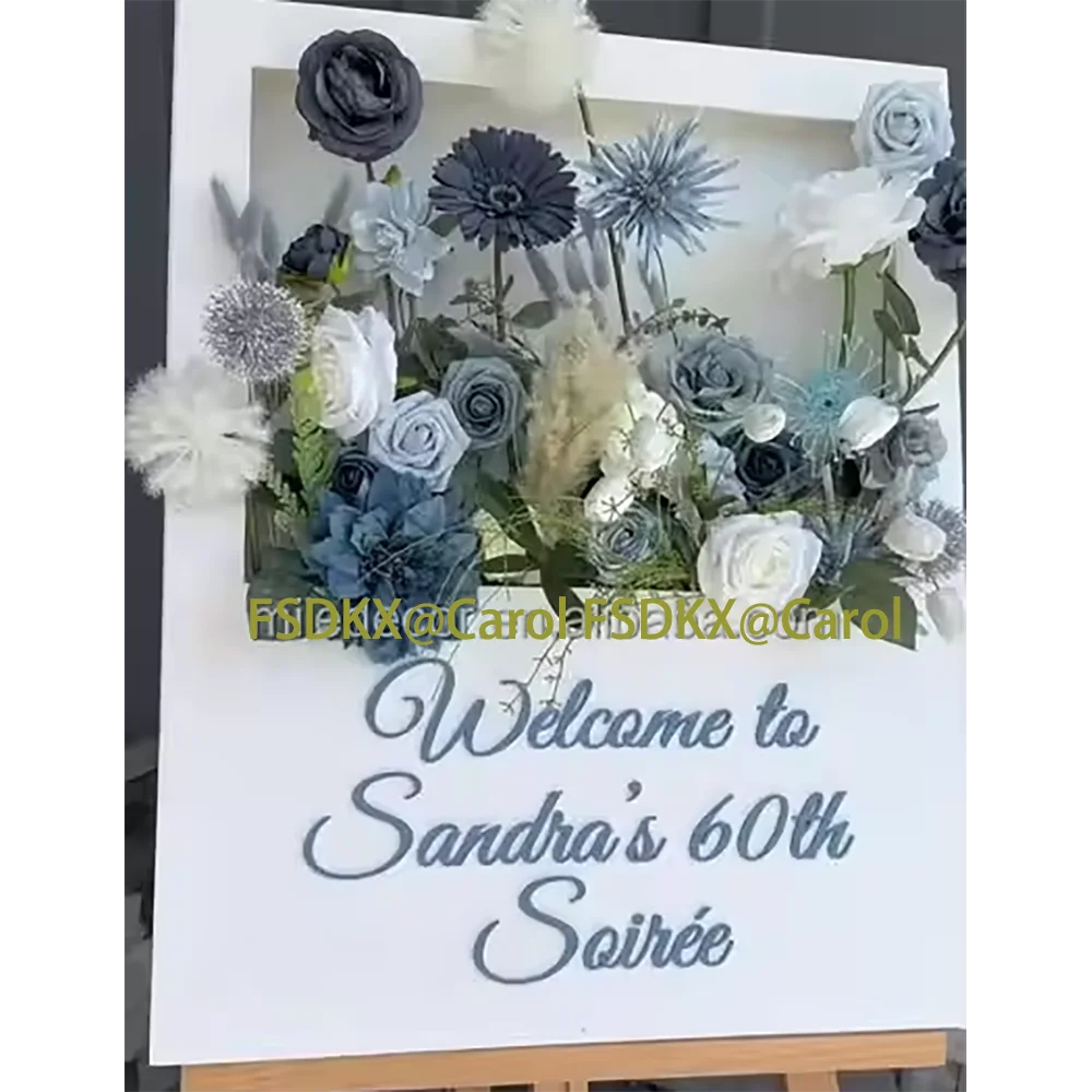 Custom Acrylic Flower box Wedding Welcome Sign Outdoor 3D Wedding Signage