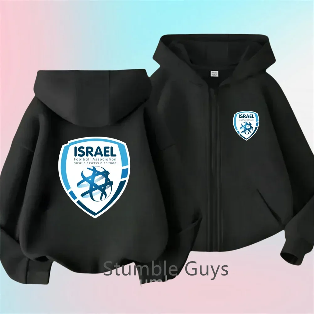 

Israel National Football Team Badge Print Boys Girls Jersey Gift Football Fan Hoodie Coat for Children