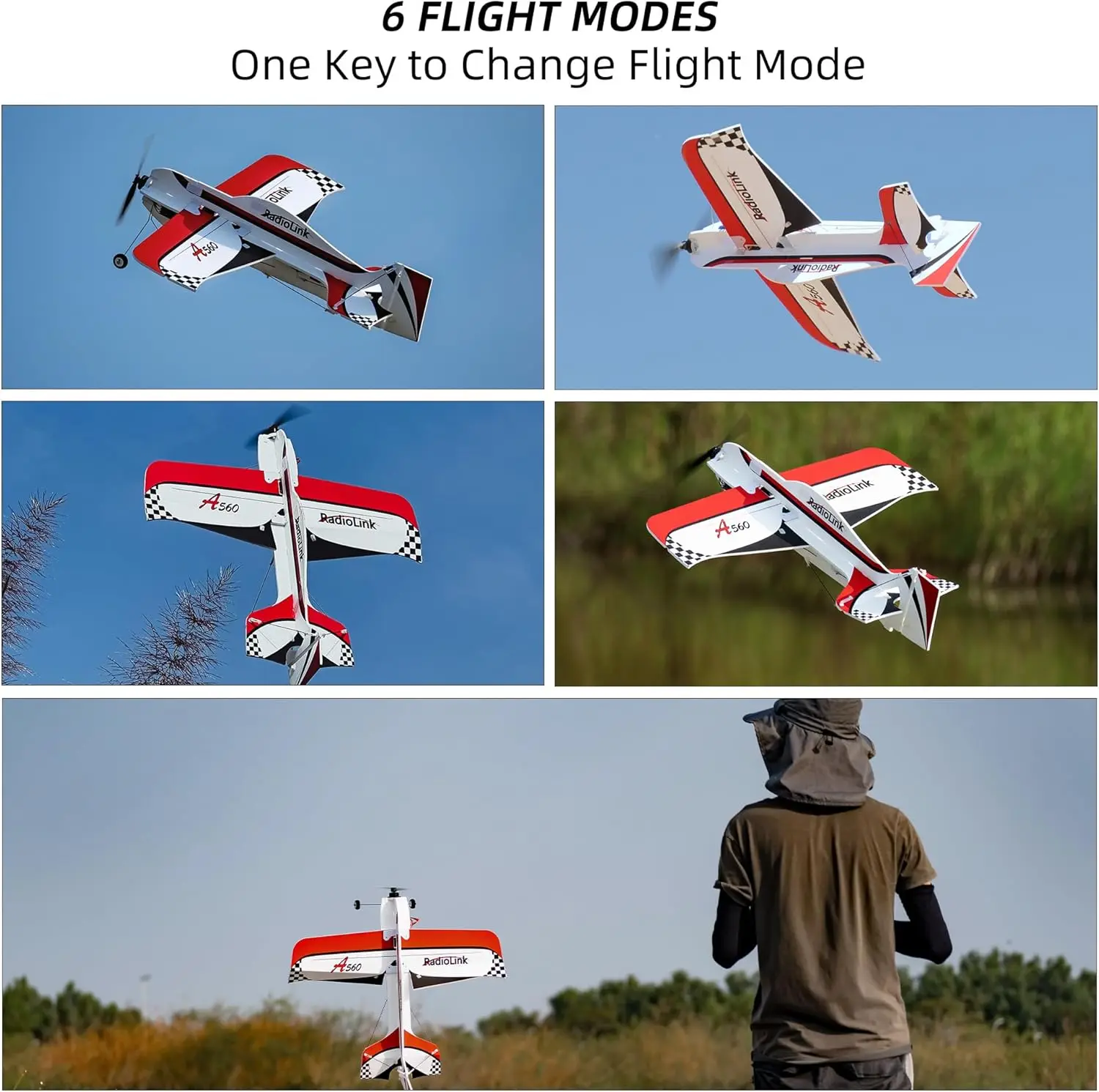 RC Airplane Ready to Fly (RTF) with 3D Fixed Wing, 580mm Wingspan, EPP Durable Material, 15A ESC, Integrated Gyro Flight Controller Stabilizer for Beginners, Kids, and Adults