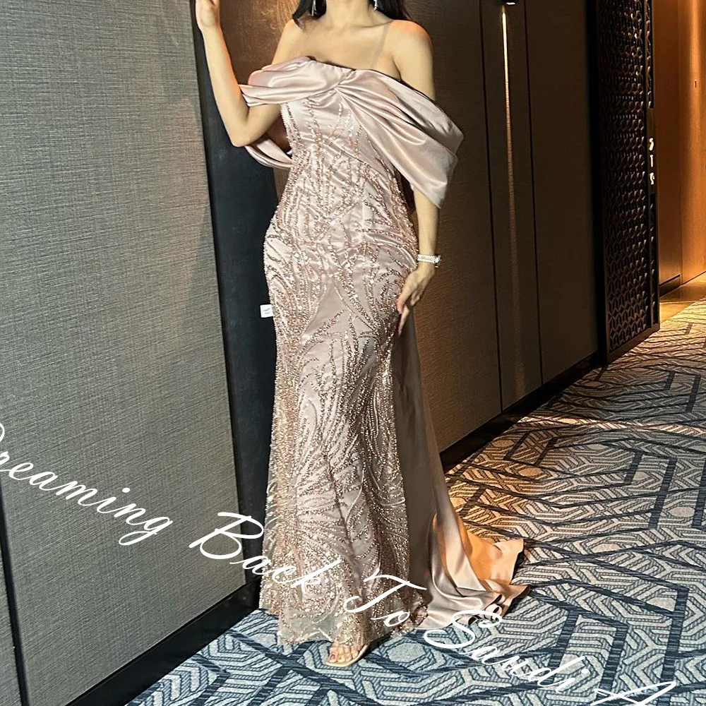 Customized Exquisite Crystal Sequined Boat Neck Floor Length A-Line Vestidos De Fiesta Satin Off The Shoulder Lace Up Back плать