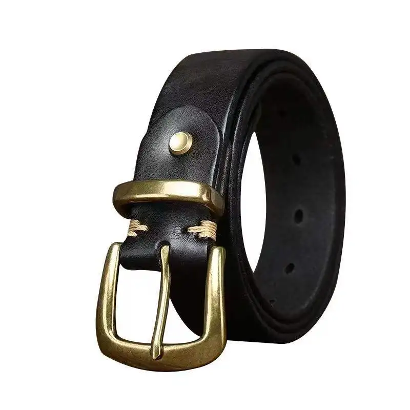 Vintage, simple and versatile top-layer vegetable-tanned cowhide pin-buckle men's genuine leather casual pants belt