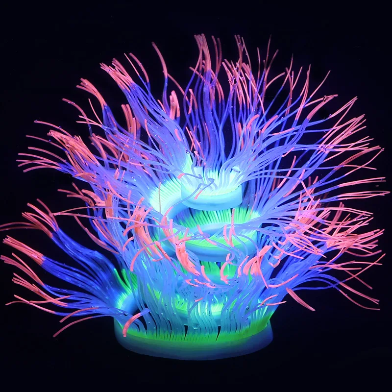 Fluorescent Simulation Silicone Sea Anemone Aquarium Fish Tank Landscape Decor Coral Emulation Plant Decoration Home Ornament