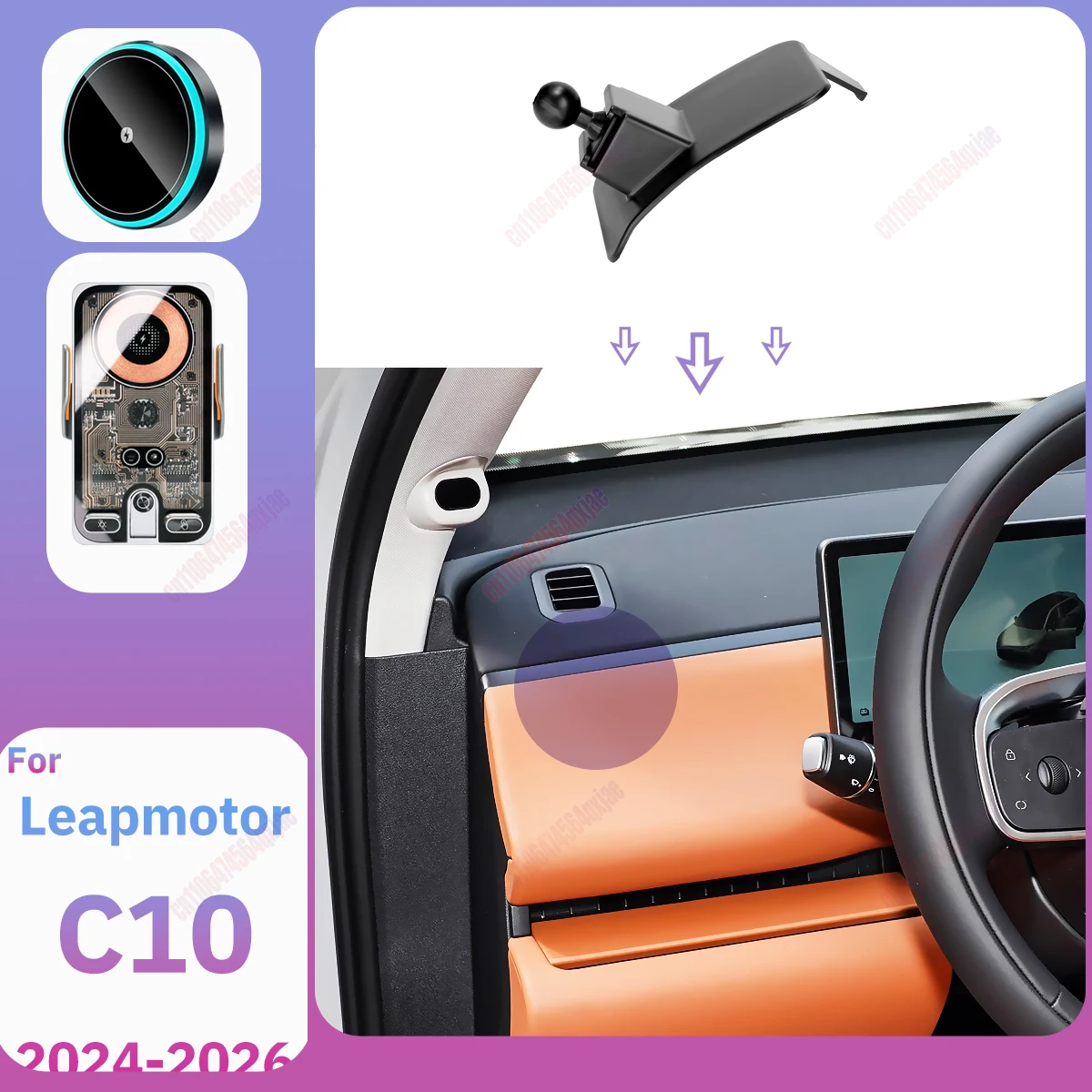 

For Leapmotor C10 2024 2025 2026 Magnetic Wireless Car Charger Air Vent Phone Holder Stand Fast Charging Cellphone Bracket
