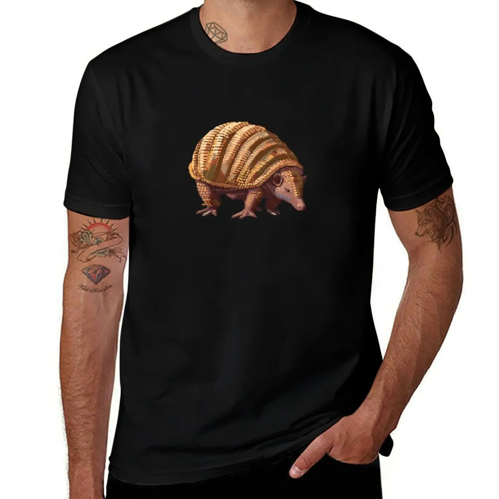 Pixelated Armadillo Artistry T-Shirt Soft Cotton Print T-Shirt