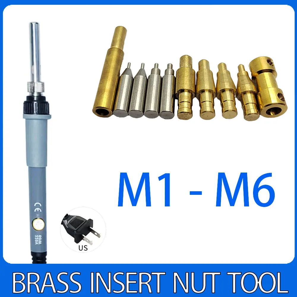 Heat Set Thread Insert M1 M1.4 M1.6 M2 M3 M4 M5 M6 M8 Soldering Iron Tip Copper Insertion Nut Tool Kit For 3d Printing Parts
