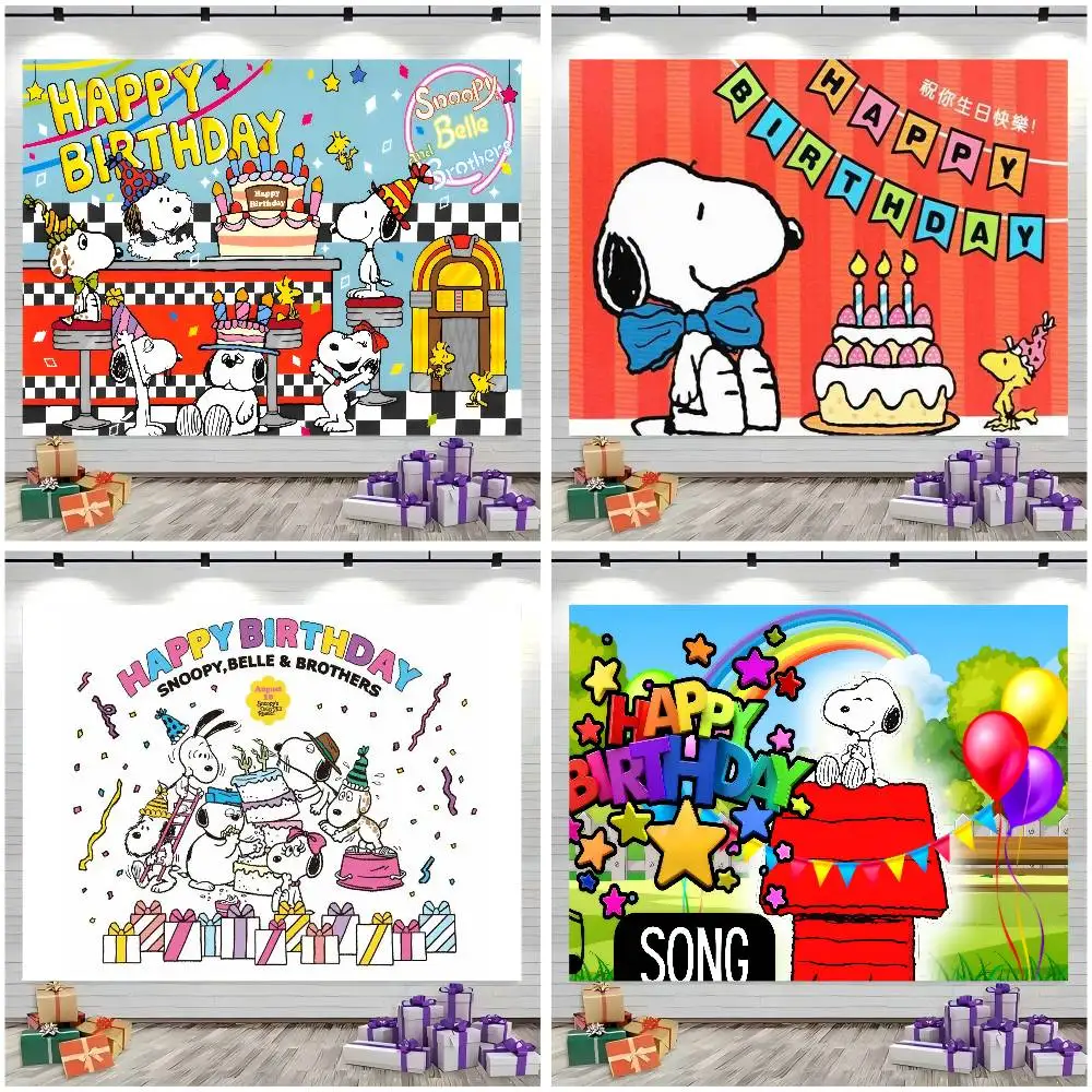 Photography Backgrounds for Kids Birthday Party Children Portrait Photo Backdrops Art Cartoon S-Snoopys
