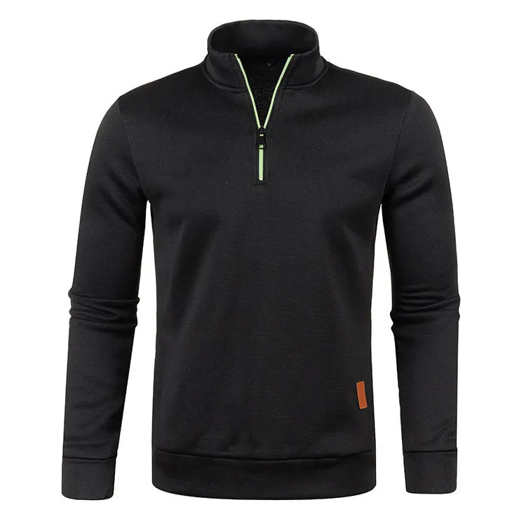 

Men's Thin Fleece Sweatshirt with A Zipper At The Collar for Autumn and Winter, A Casual and Versatile Top for Mature Men.